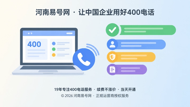 左图右文式扁平插画：左侧电脑与电话图标，右侧彩色横条代表核验清单