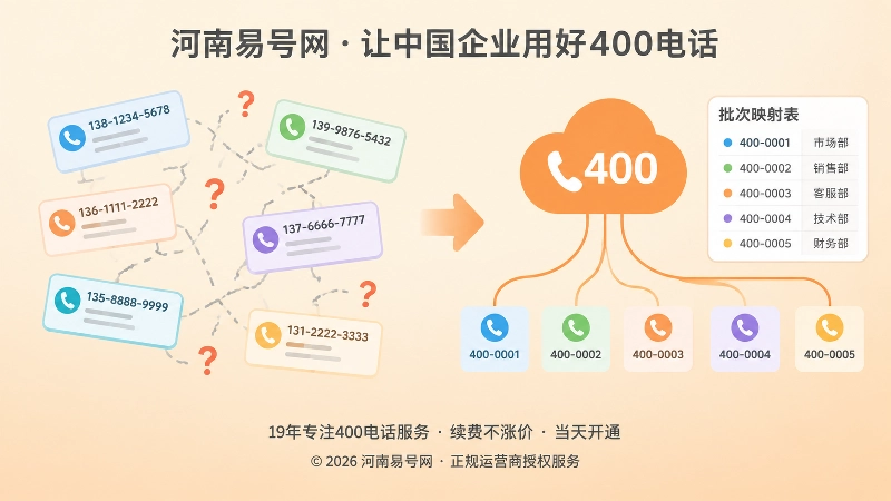 分散号码与统一400电话的左右对比插画